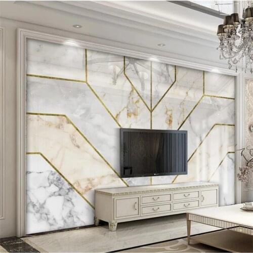 Custom wallpaper 3d modern minimalist jazz white geometric marble pattern background wall luxury golden rhombus soft pack обои