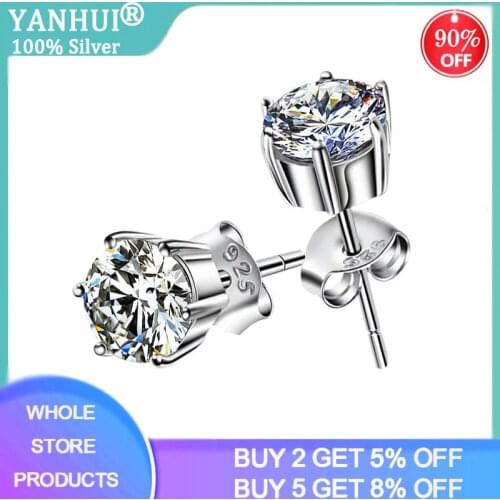 Sell at a loss! Silver 925 Earrings With Certificate High Quality Zircon Gemstone Stud Earrings For Women No Fade Allergy Free