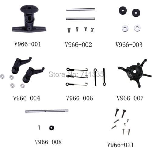Wltoys V966 V977 Parts Kit Tools - Main Gear Swashplate Screws V966-002 Horizontal Axis Connect Linkage V966-003 Rubber Ring