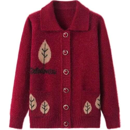 2021 Women Cardigan Sweater The elderly Autumn Winter High Quality Knit Sweater Cardigan Jacket Women grandma Clothes Plus Size