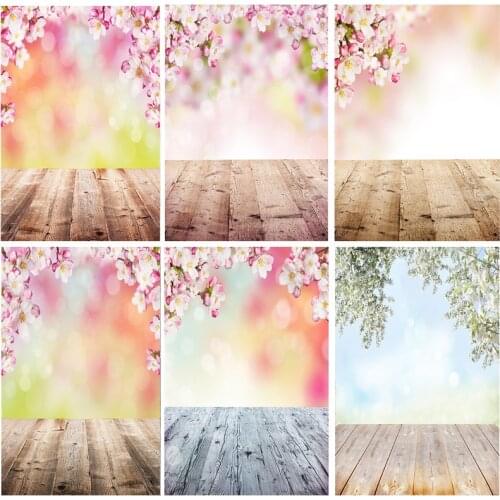ZHISUXI Vinyl Flower and Wood Planks Photography Backdrops Wood floor Texture Theme Photography Background 20103 FMB-72