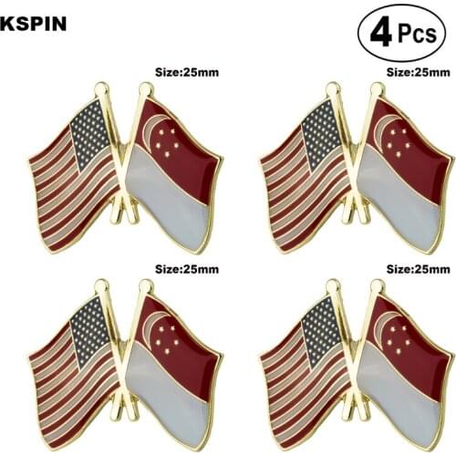 U.S.A.& Singapore Friendship Flag Pin Lapel Pin Badge Brooch Icons 4pcs