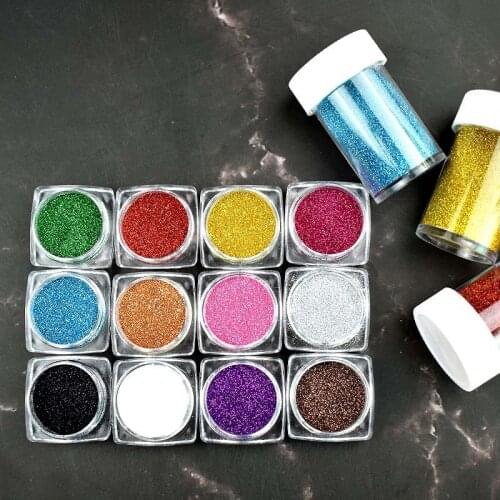 1 Box Pearlescent Nail Powder Glitter Shiny Transparent 12 Colors Pigment Dust Mermaid Mirror Chrome Nail Art Decorations DIY