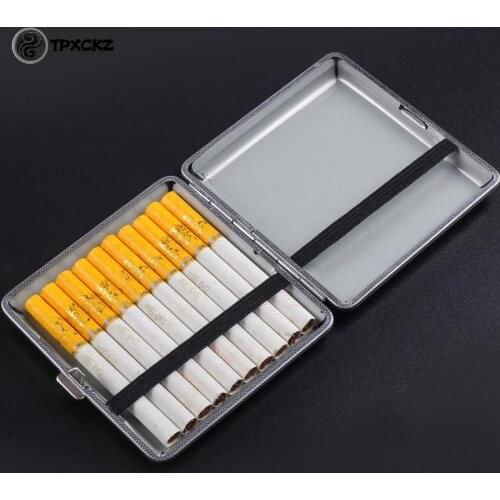 1pcs Double-open Leather Cigars Cigarette Cases For 20pcs Cigarettes Stainless Steel Tobacco Cigarette Box Cigarette Tools