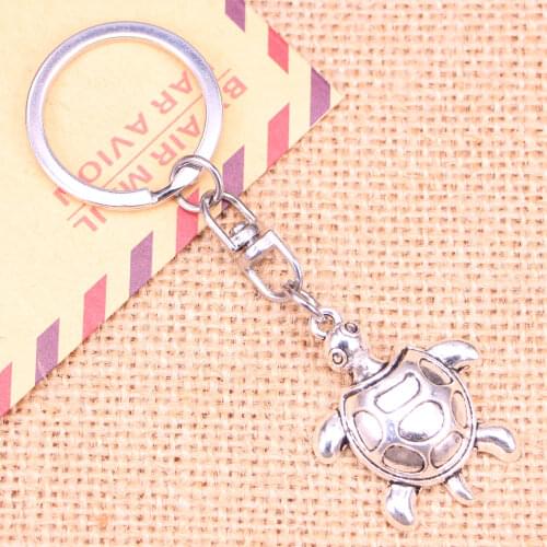 20pcs New Fashion Keychain 34*26 mm tortoise turtle sea Pendants DIY Men Jewelry Car Key Chain Ring Holder Souvenir For Gift