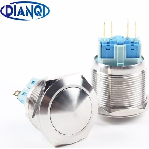 25mm Stainless Steel metal push button switch spherical round momentary latching 4 pin car switches Ball head