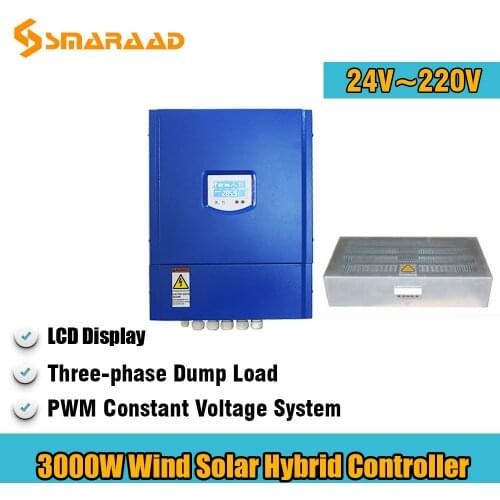 3000W 24V 48V 96V 220V Wind Solar Hybrid Controller With PWM System And Three-phaseDump Load Wind Turbine Solar Panel Use