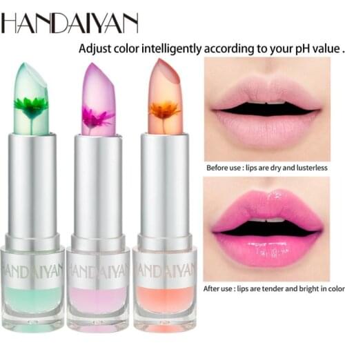 Lip Balm Real Flower Warm Color Changing Lipstick Transparent Jelly Lip Care Makeup Lasting Nourish Moisturizing Cosmetics TSLM2