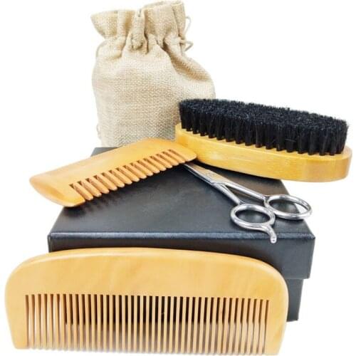 Beard Comb Set Double Beard Oil Head Shape Beard Comb Brush Care Beard Oil Tool Beard Comb Set Professional