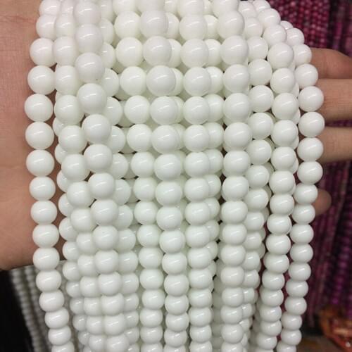 Charming white porcelain natural stone 4mm 6mm 8mm 10mm 12mm 14mm round loose beads diy fashion Jewelry making 15inch BV254
