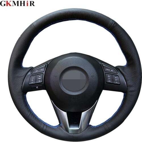 Black Artificial Leather Hand-stitched Car Steering Wheel Cover for Mazda CX-4 2016 MX-5 2009-2013 CX-7 CX7 2007-2009