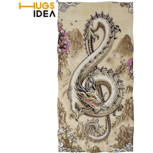 HUGSIDEA Soft Cotton Music Dragon Printed Bath Towel for Children toalla playa Kid Women Beach Towel Quick-dry Bathroom Towels