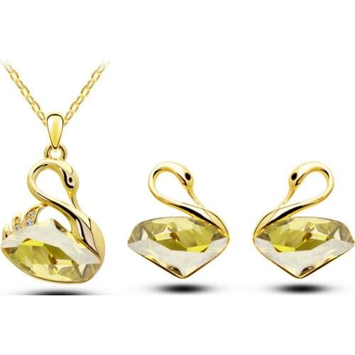 Classic crystal swan fashion wild Earrings Necklace 2021 new hot sale jewelry set free shipping