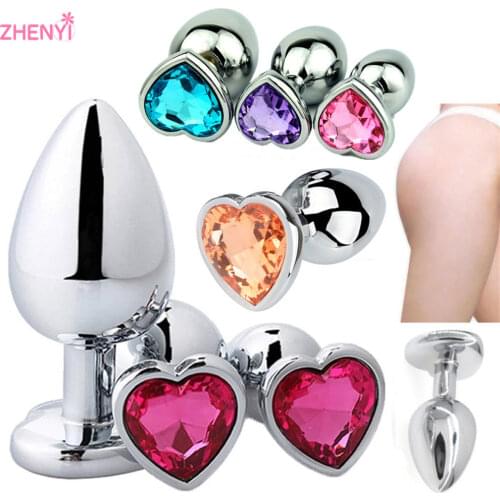 Best-Selling Crystal Butt Avariety Of Color Anal Plug Heart Shape Stainless Steel Sex Toys For Women Men Orgasm Product