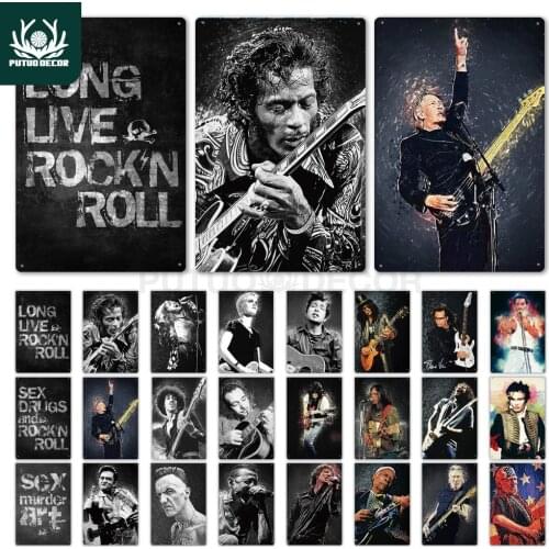 Putuo Decor Rock Roll Vintage Tin Sign Metal Poster Plaque Metal Wall Decor Living Room Man Cave Club Decorative Plate