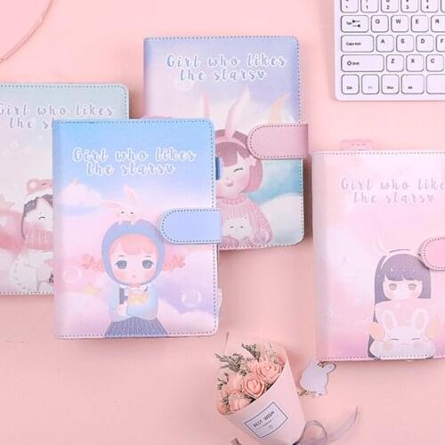 A6 Cute Girl Ring Binder Notebooks Planner Journal Pink Notebook Agenda Organizer DIY Diary Book School Stu dent Stationery