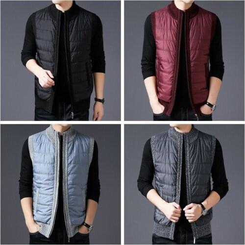 Mens Warmer Warm Sleeveless Gilet Body Cosy Puffer Waistcoat Quilted Padded Vest Pure Color Warm Keeping Mens Outwear