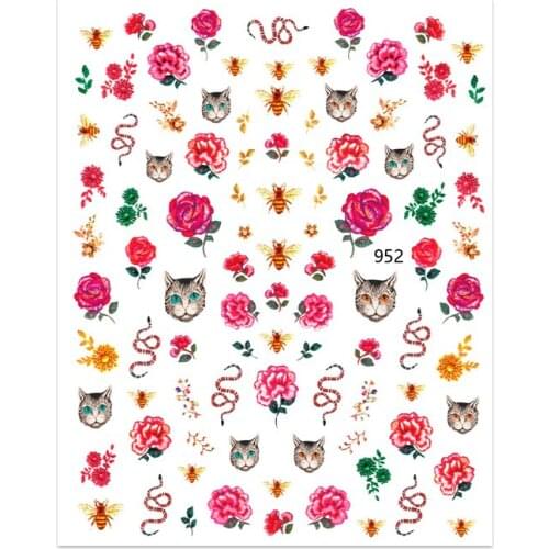 Animal Nail Sticker Leopard Tiger Colorful Flower Pattern Nails Art Stickers Decals Design Manicure Transfer Foil Decals 952-957