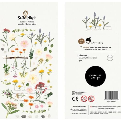 Flower Letter Stickers Adhesive Stickers DIY Decoration Diary Korean Stationery PVC Stickers Mobile Phone Stick