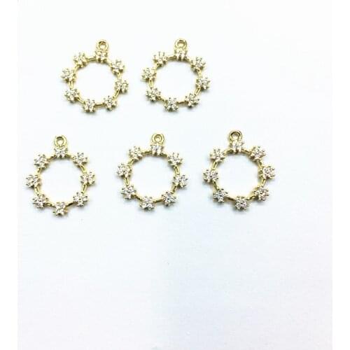 New arrival! 20x17mm 50pcs Copper/Cubic Zirconia Round charm for Earrings Making DIY parts,Jewelry Findings & Components