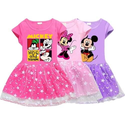 Girls Dress Summer Girl Baby Toddler Minnie Mickey Cartoon Dress Children Party Birthday Ballet Clothes Princess Cute Dresses