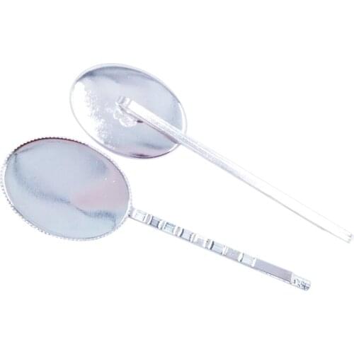 Silver Plated 120piece Hair Pins with 18x25mm Oval Bezel Blank Hairpins Base Jewelry Findings Hair accessories Wholesale HPF21