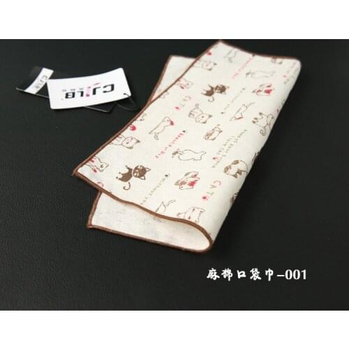 Factory direct sale mens fashion linen cotton pocket square small square chest scarf casual Korean pocket square