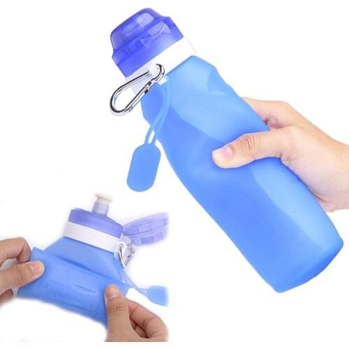 400ml Silicone Folding Water Bottle Outdoor Sports Supplies Portable Water Bottle Convenient Travel Anti-scalding Insulated