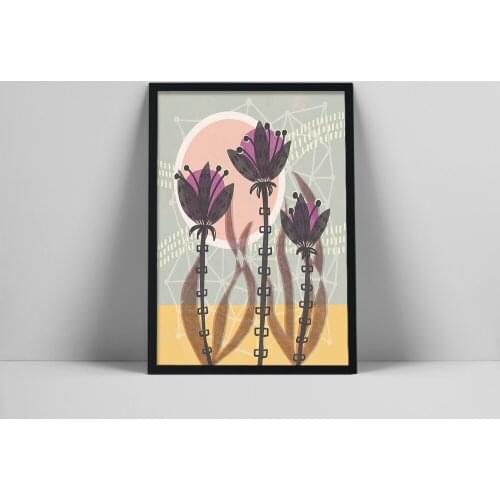 Modern Botanical Print, Mid Century Modern Art Print, Abstract Botanical Art, Flower Illustration, Vintage Style Print