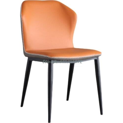 Modern minimalist home backrest soft bag dining chair light luxury net red makeup chair metal wrought iron nordic restaurant cha