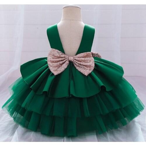 Toddler Girls Baptism Formal Dress Evening 1st Birthday Dress For Baby Girl Clothes Bow Princess Dresses Party Lace Cake Dress