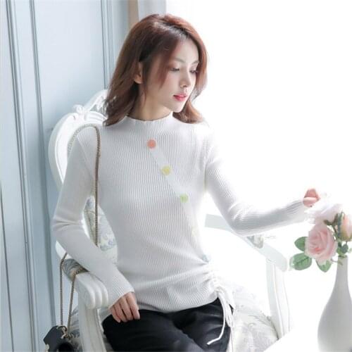 Fad Winter New Womens Korean Elastic Sweater Warm Knit Sweater Ladies Slim Long Sleeve Turtleneck Top Knitted Pullover