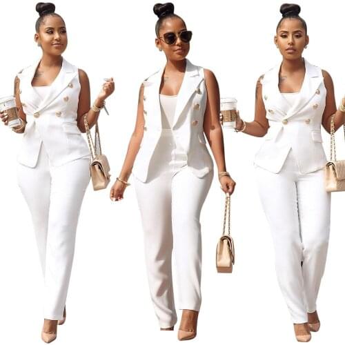 2020 Two Piece Set Women Tracksuit Summer Plus Size Sportwear Sexy Elegant Vest Top + Pants Suits Office Outfits Matching Sets