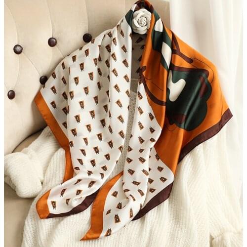 Women Scarf Silk Hair Band Female Print Bandana Square Shawl Wraps Lady Hijab Summer Scarves Foulard Neckerchief Headband New