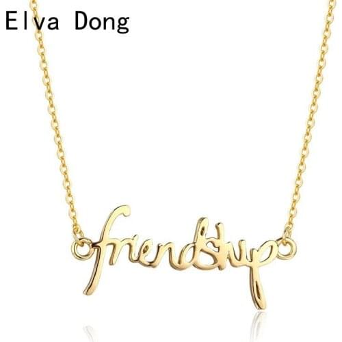 Gold or Rose or Gold White Color Letter friendship Pendant Choker Necklaces for Women Girls Best Friend Boho Jewelry bohemian