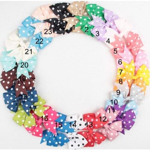 Yundfly 10PCS 3.4" Dot Ribbon Bow For DIY Children Headband Hairpins Girls Women Headwear Hair Accessories