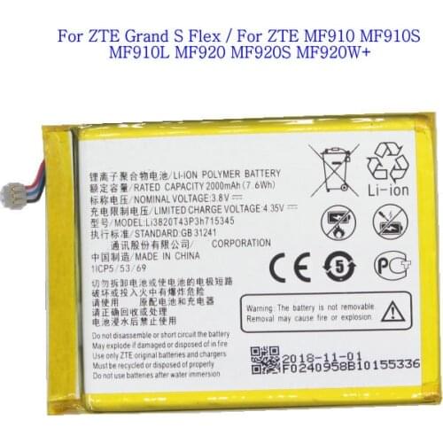 1x 2000mAh Li3820T43P3h715345 Battery For ZTE Grand S Flex / For ZTE MF910 MF910S MF910L MF920 MF920S MF920W+ Batteries