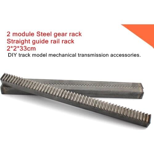 2 module Steel gear rack,2M/M2 Straight guide rail rack,DIY track model mechanical transmission accessories. 2*2*33cm