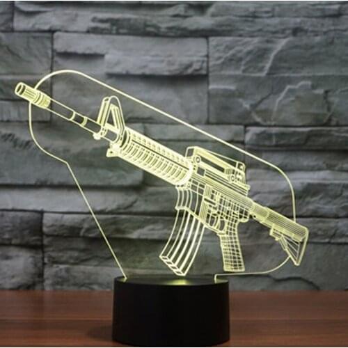 3D LED Night Light Gun with 7 Colors Light for Home Decoration Lamp Amazing Visualization Optical Illusion Awesome