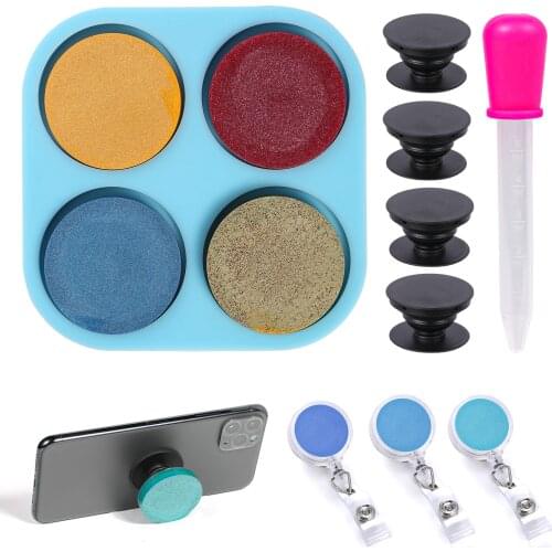 4/6 Hole Mobile Phone Handle Round Circle Shape Silicone Mold For Diy Crafts Jewelry Badge Reel Making