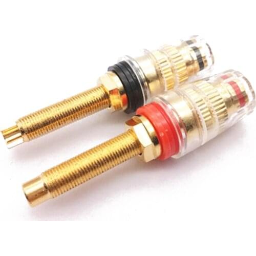 4mm Banana Plugs Terminals Connector Binding Post Socket Brass +Transparent Plastic Cover for Amplifier Speaker Audio Video Plug