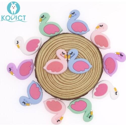 Kovict 5/10pcs 29mm Silicone Beads Flamingo Baby Silicone Teether Food Grade Rodents DIY Baby Teething Toys