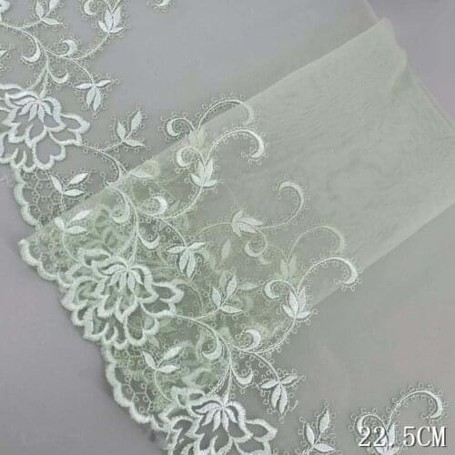 60Yards Embroidery Mesh Lace Trim Green Mesh Tulle Costume Apparel Applique Laces Fabric for Wedding Dresses Sewing Accessories