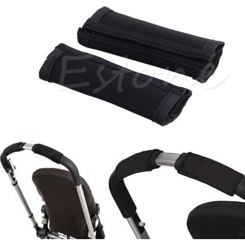 2Pcs Baby Stroller Carriage Front Handle Cover Neoprene Magic Tape Bumper Bar