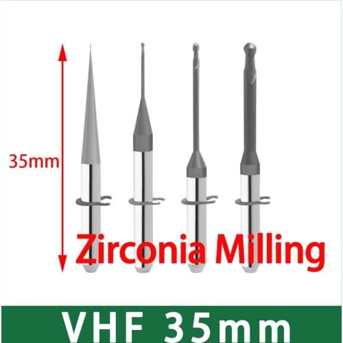 VHF 4axis K4/N4 Milling Burs 35mm Length for Zirconia, PMMA, Wax