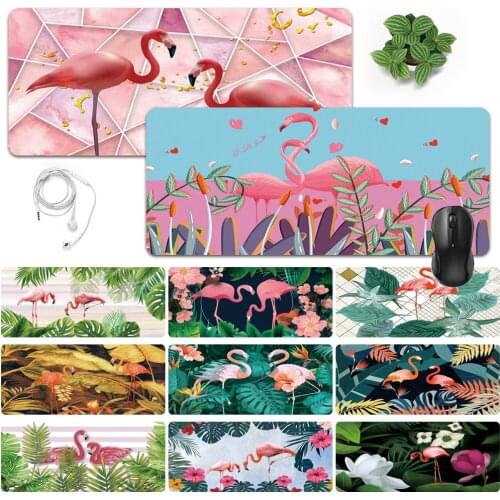 Smooth Extra Large Office Computer Desk Mat Anti-slip Waterproof PU Leather Mouse Pad Flamingo Pattern Game Mouse Mat