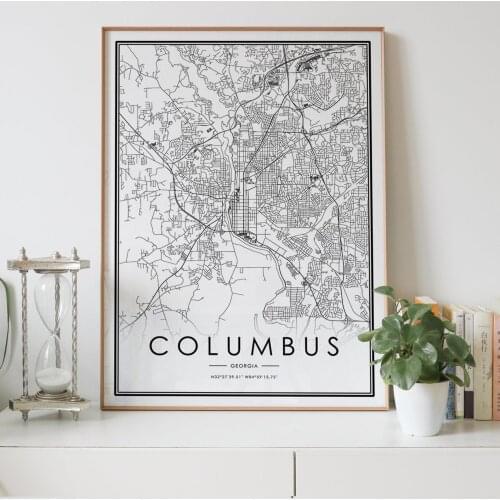 COLUMBUS Georgia GA USA city map Nordic Living Room Decoration Canvas Poster Modern Home Decor Art Print Painting