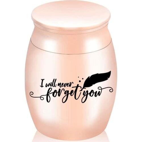 Small Mini Keepsake Cremation Jar With Feather Printing To Commemorate The Deceased Relative/Pets Urn