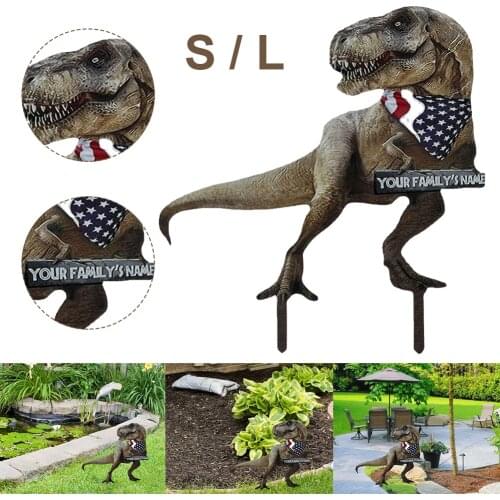 Metal Garden Decoration Sculpture Dinosaur T-Rex Figurine Waterproof Anti Rust Outdoor Garden Ornament Home Decor 30/40CM