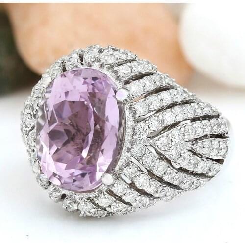 Fashion Women Ligth Purple Round Cut Zircon Rings for Wedding Engagement Promise Jewelry